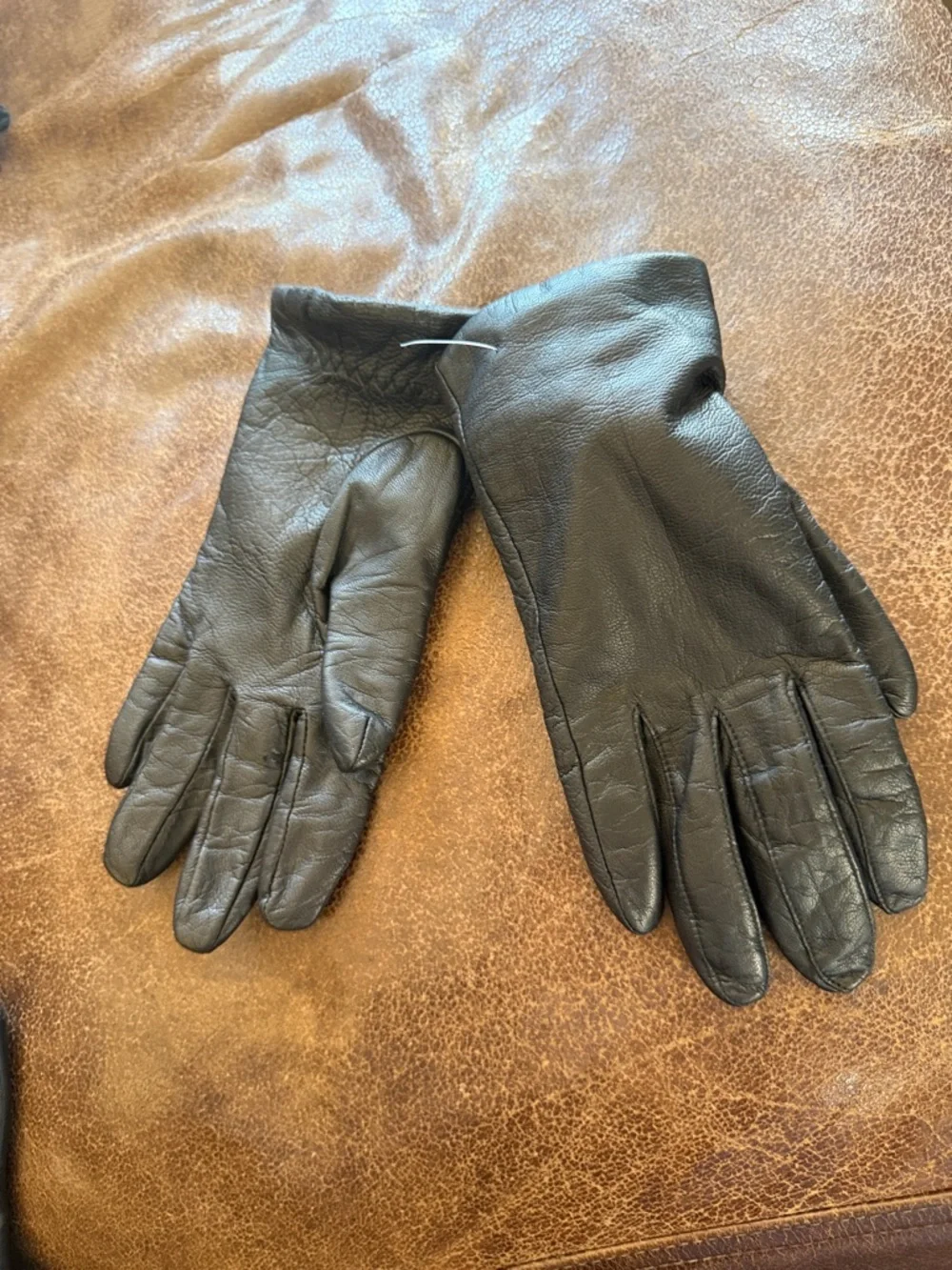Fownes Black Genuine Leather Gloves Size 7 Warm Lined Classic Winter